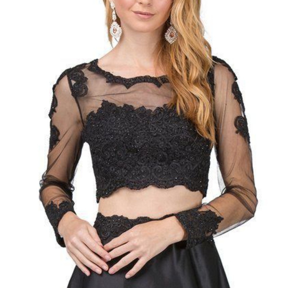 🔴 FINAL OFFER - DANCING QUEEN Sequin Sheer Embroidered Crop Top